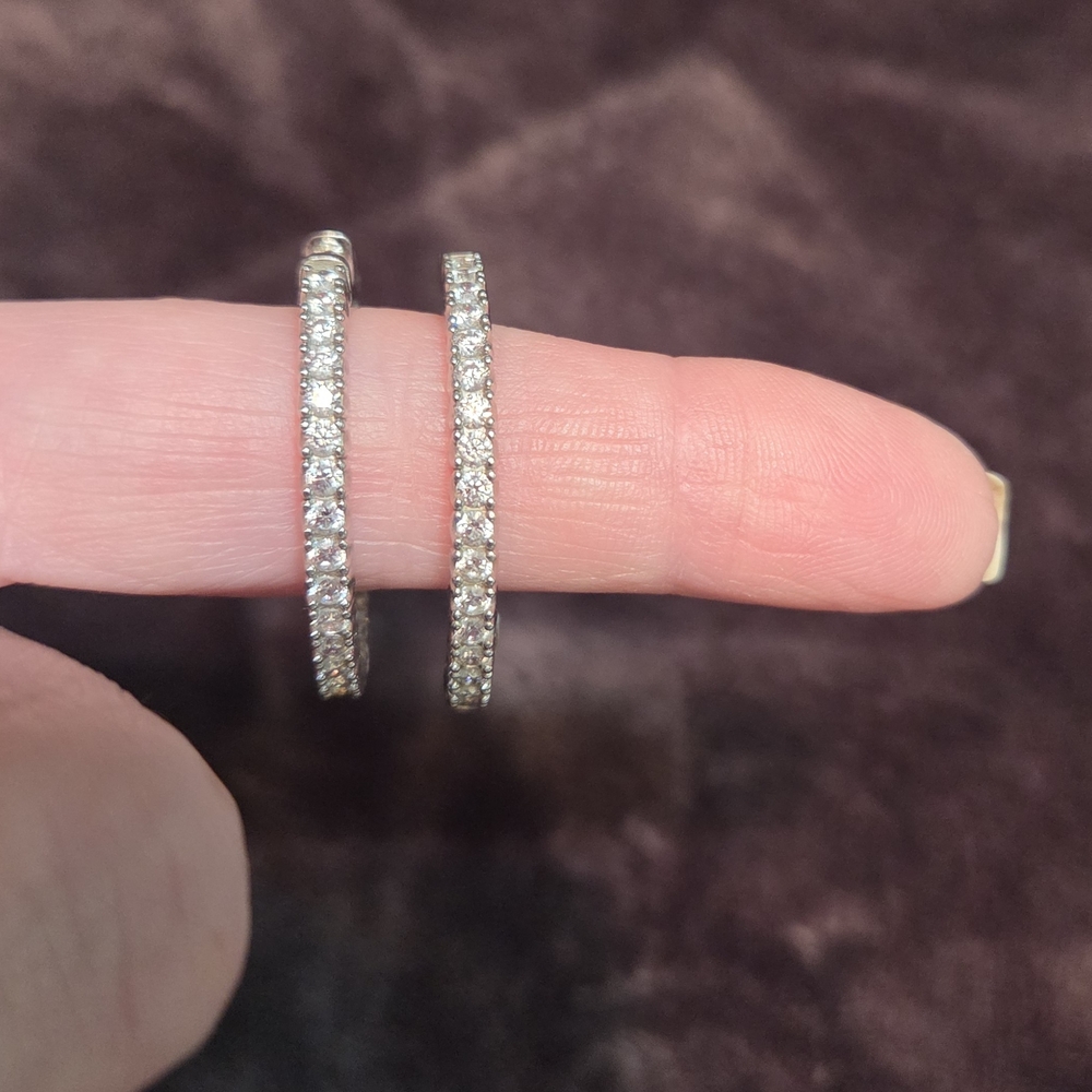 Sparkling Silver Crystal Hoop Earrings